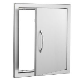BBQ Access Door, 18W x 20H Inch Single Outdoor Kitchen Door, Stainless Steel Flush Mount Door, Wall Vertical Door with Handle and Hook, for BBQ I
